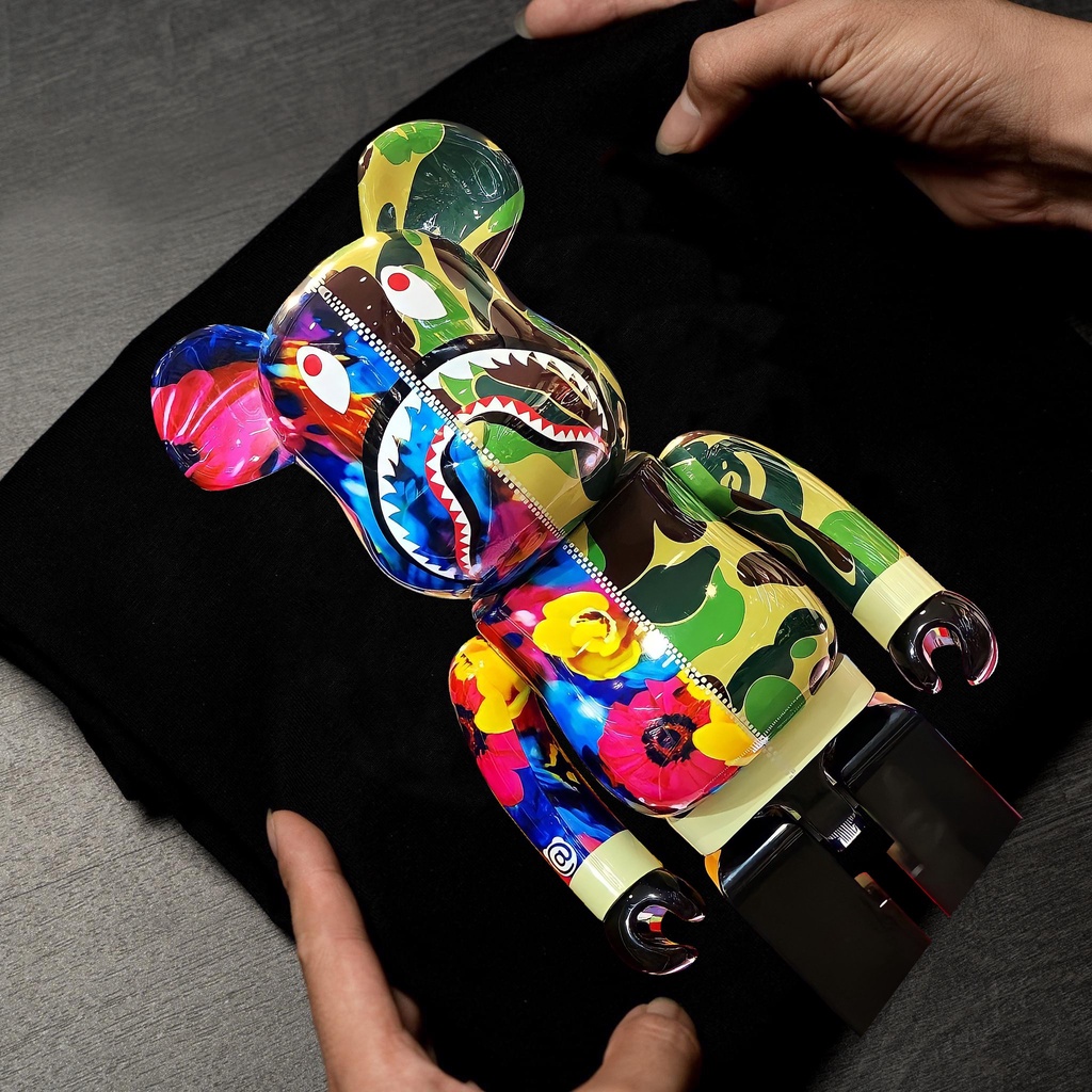 Áo thun Bearbrick Số 16 thun Cotton co giãn 4 chiều Unisex Áo Đen