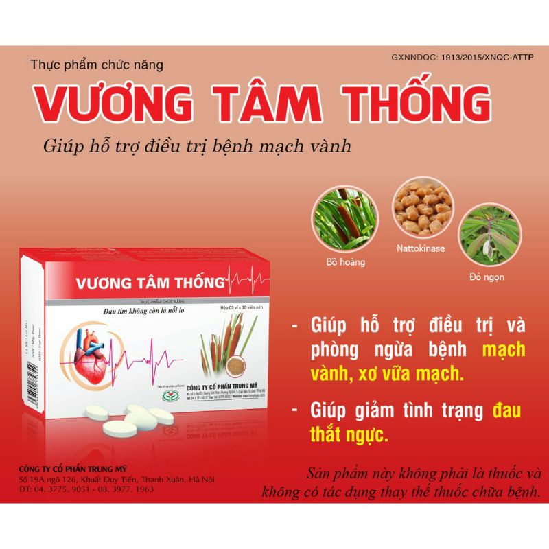 Vương Tâm Thống hộp 30 viên  Giảm đau thắt ngực,khó thở, tốt cho tim mạch