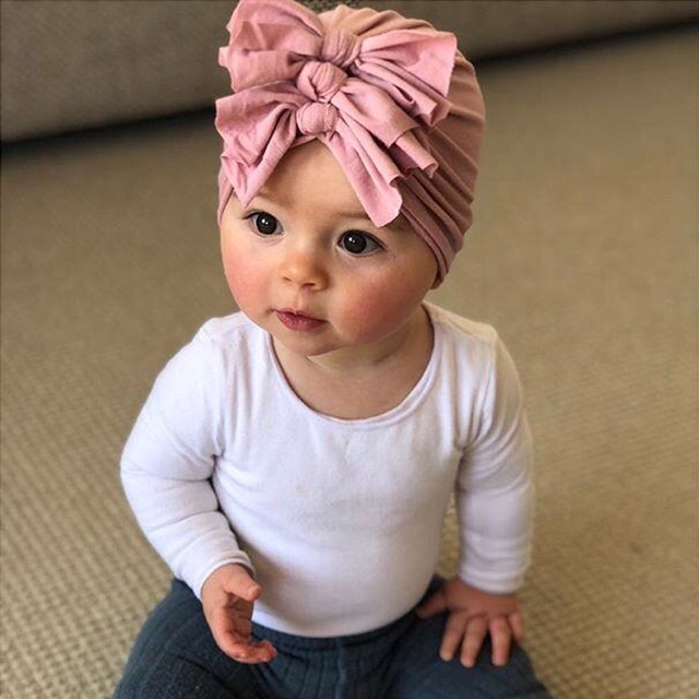 Mũ turban cotton chùm đầu 3 nơ duyên dáng cho bé yêu