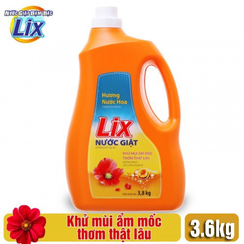 Nước Giặt LIX 3,6kg -Tẩy Sạch Vết Bẩn- Dùng Cho Giặt Tay Và Máy GIặt