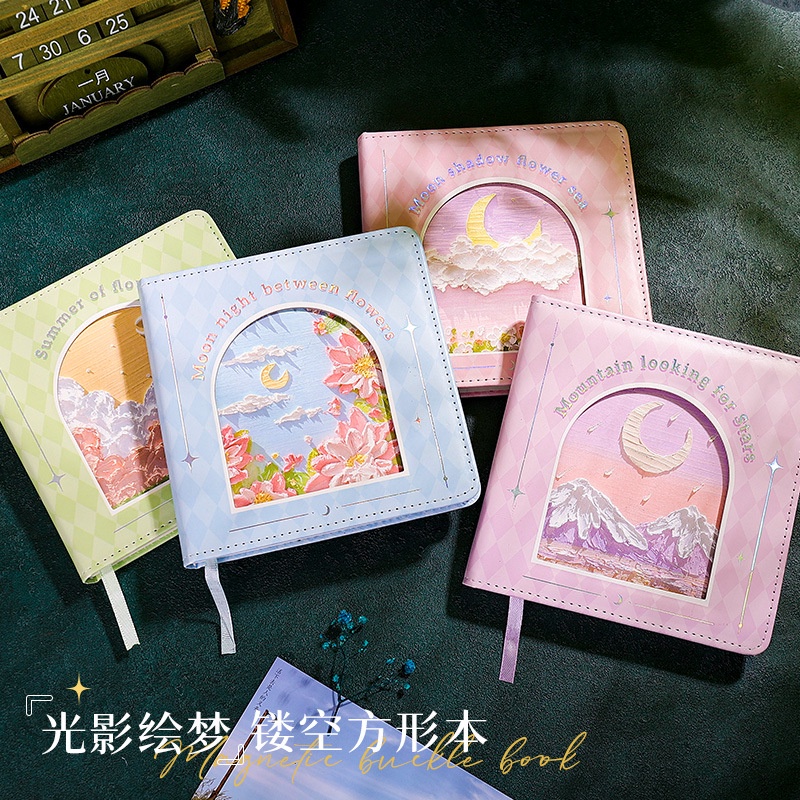 Cuốn sổ tay INFEEL.ME hình vuông họa tiết tranh sơn dầu tùy chọn dễ thương dành cho h