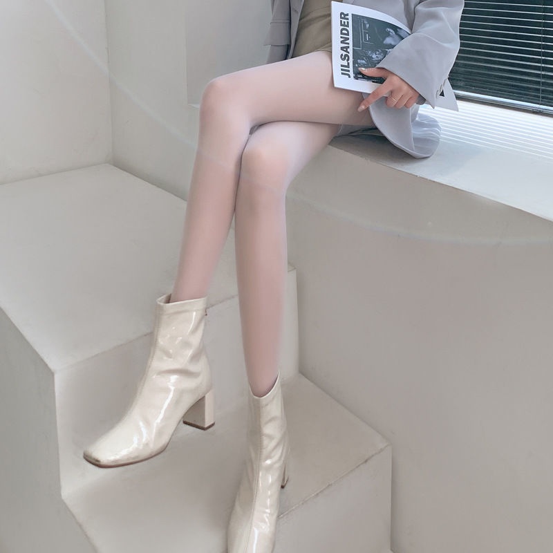 Jiashucheng Quần Tất Siêu Mỏng Màu Trắng Sữa Xám Phong Cách Nhật Bản Ngọt Ngào Chống Chảy Xệ Mùa Hè Cho Nữ
