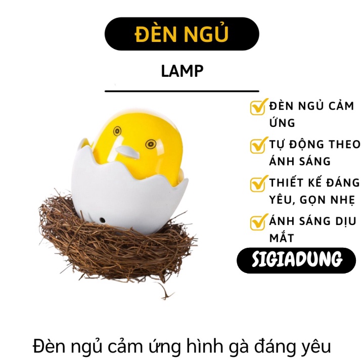Đèn Ngủ Cảm Ứng - Đèn Ngủ Hình Con Gà Đáng Yêu Tự Động Bật Tắc, Ánh Sáng Dịu 5170