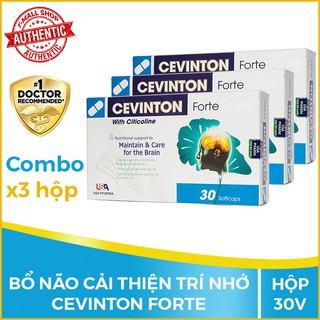 Combo 3 hộp Cevinton Forte bổ não, tăng cường tuần hoàn não, Hộp 30 viên