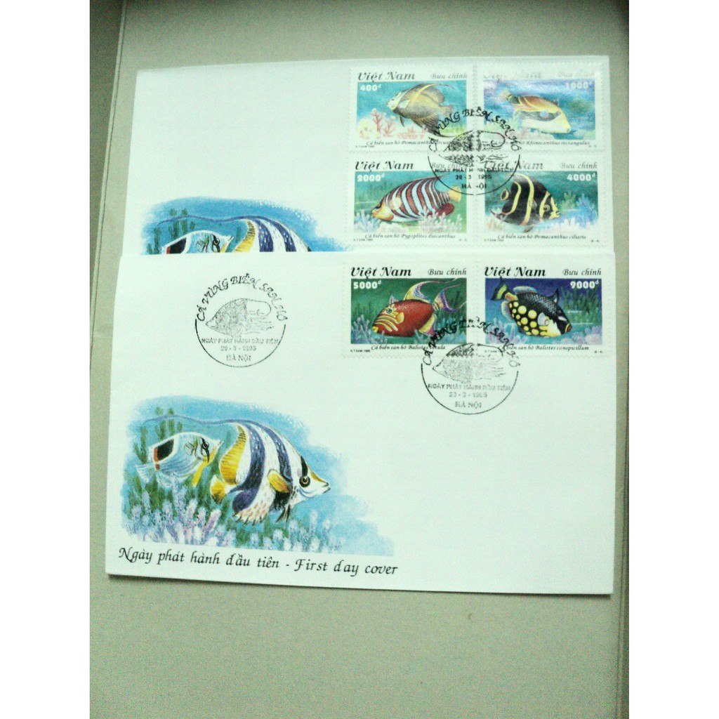 Tem sưu tập Phong bì FDC Việt Nam Cá biển san hô 1995 (2 cái)