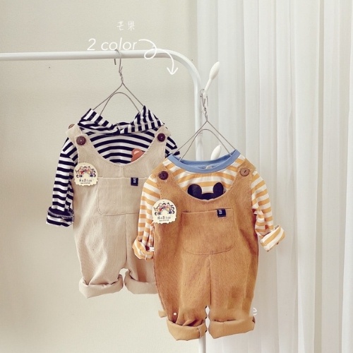 Set Yếm Bò Bé Trai Chất Liệu Nhung Tăm Áo Cotton Hàn Ngộ Nghĩnh Size Từ 1 - 4 Tuổi