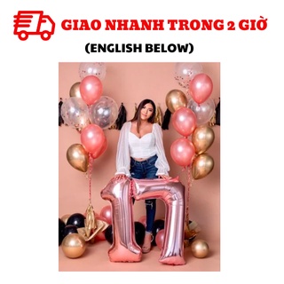 Bộ bong bóng trang trí sinh nhật màu Rosegold snnl91