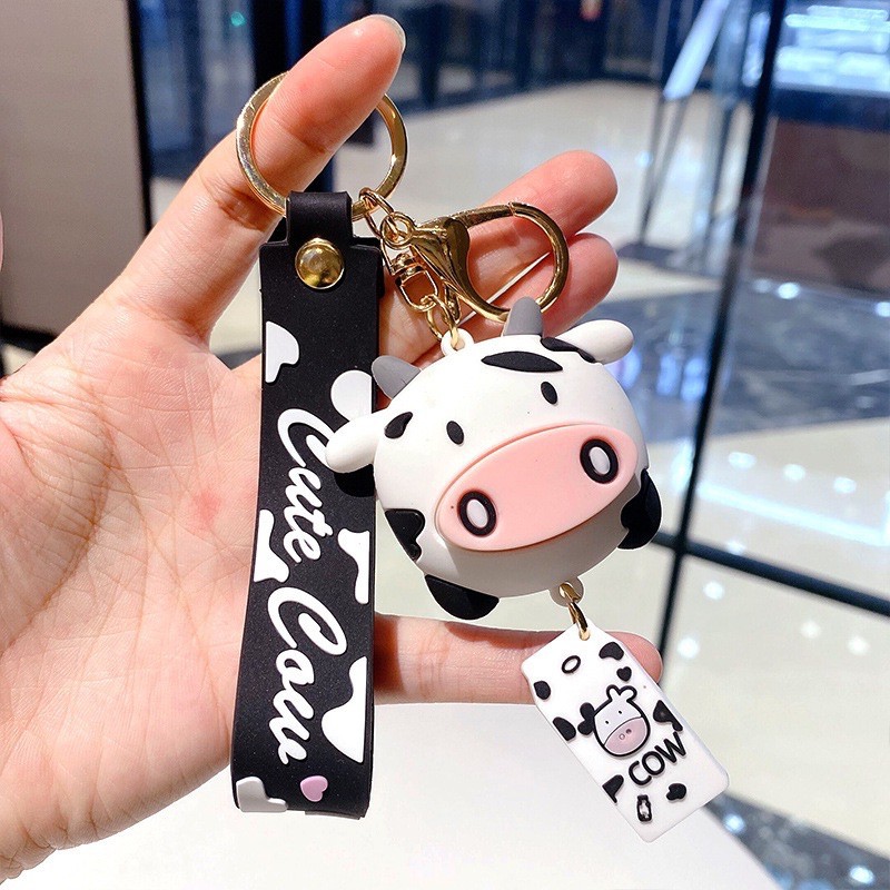 Móc khóa hình bò sữa Cute Cow, Móc khóa đôi hình bò sữa dễ thương đáng yêu