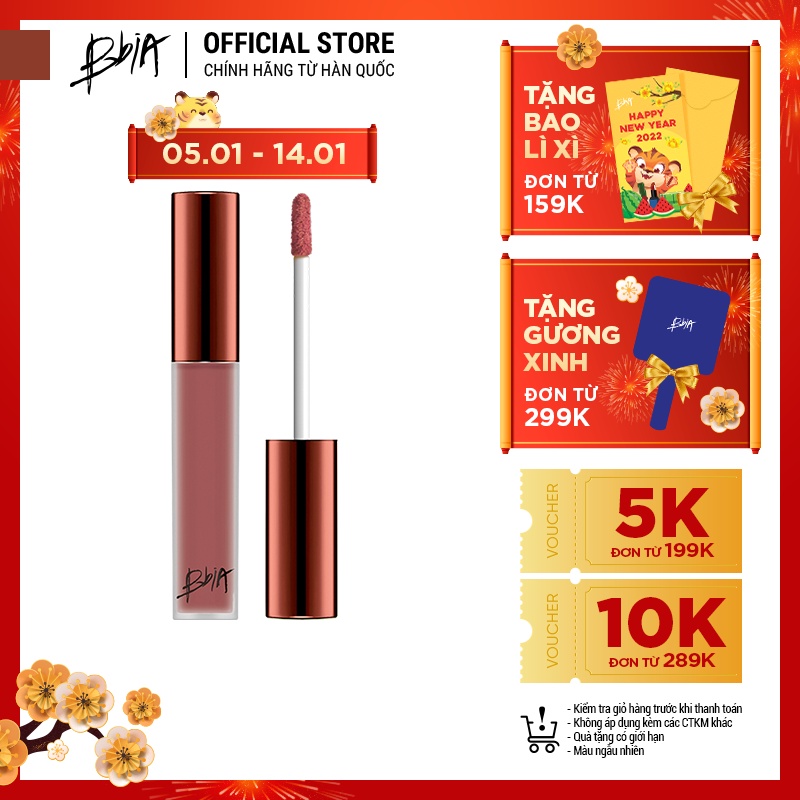 Son Kem Lì Bbia Last Velvet Lip Tint Version 5 - 21 Real Note (Màu Hồng Nude) 5g - Bbia Official Store