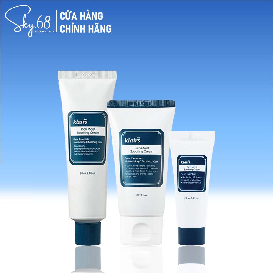 Kem Dưỡng Ẩm Chuyên Sâu Dành Cho Da Khô Klairs Rich Moist Soothing Cream (20ml/60ml/80ml)