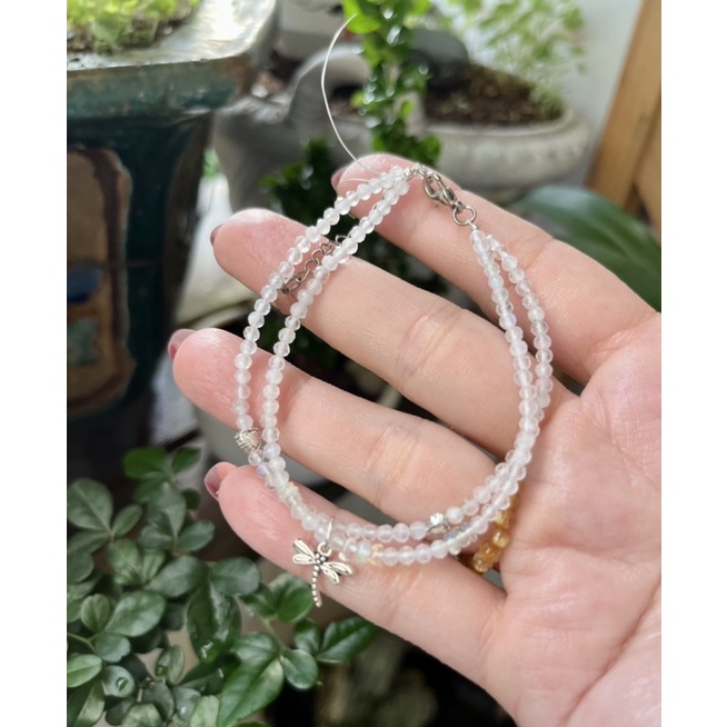 Vòng tay đôi đá Mặt trăng giác size 3.5 li