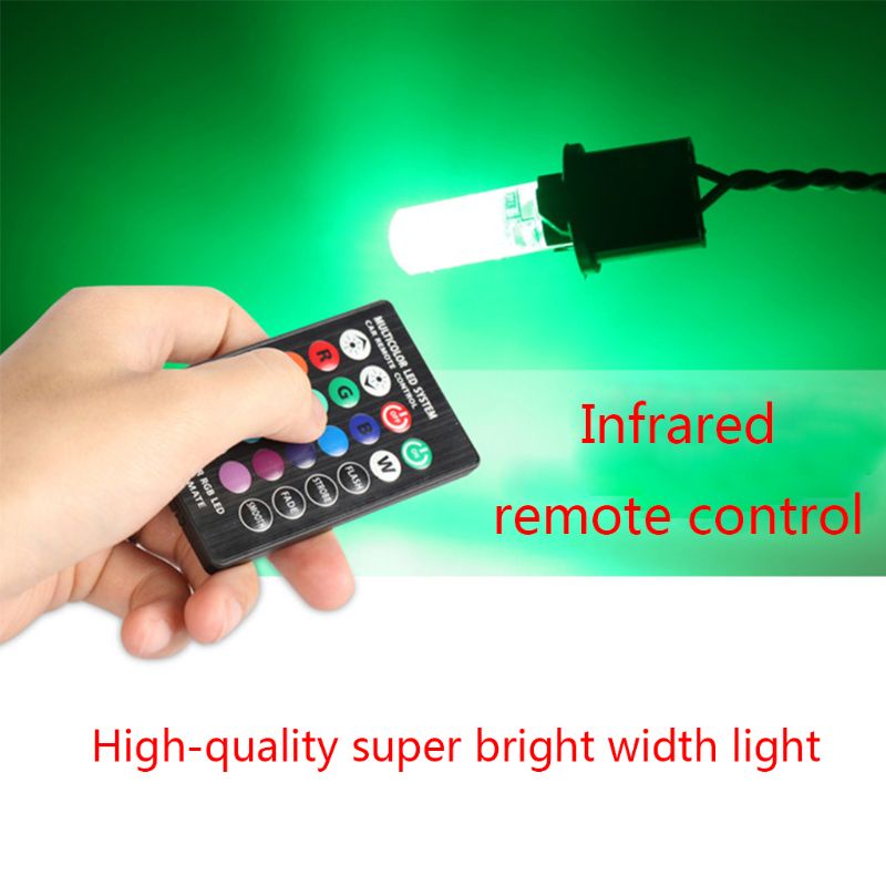 Bộ 2 Đèn LED T10 W5W RGB Kèm Điều Khiển Từ Xa Chuyên Dụng Cho Xe Hơi