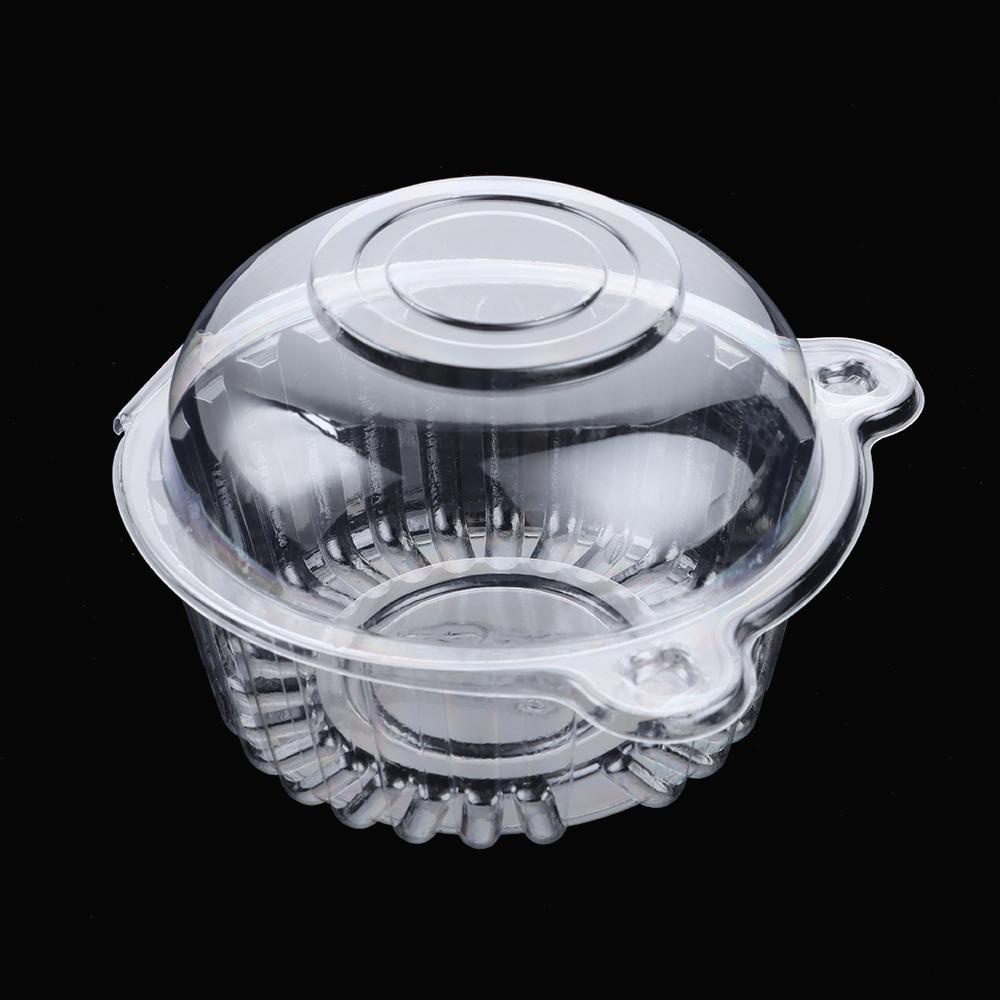 Bộ 50 Vỏ Nhựa Tròn Trong Suốt Dùng Một Lần Đựng Bánh Cupcake DIY