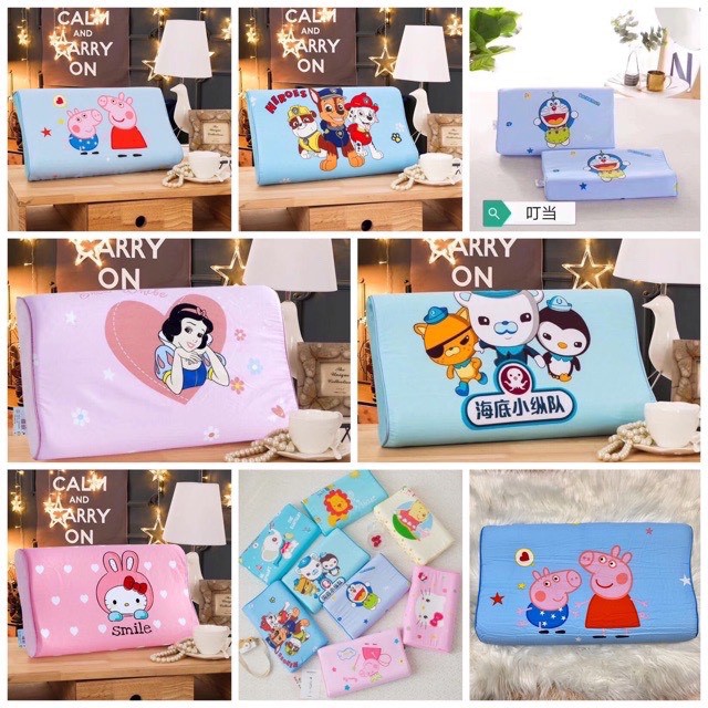 Gối đầu cao su cho bé họa tiết dễ thương cho bé trên 2 tuổi
