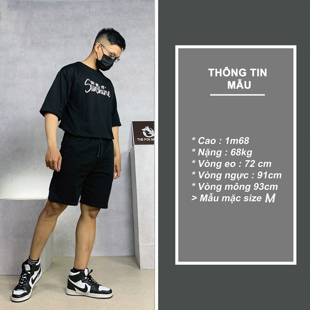 Bộ đồ nam nữ The Fox đồ bộ Unisex tay lỡ Form rộng phong cách Ulzzang Hàn Quốc in Sun Shine