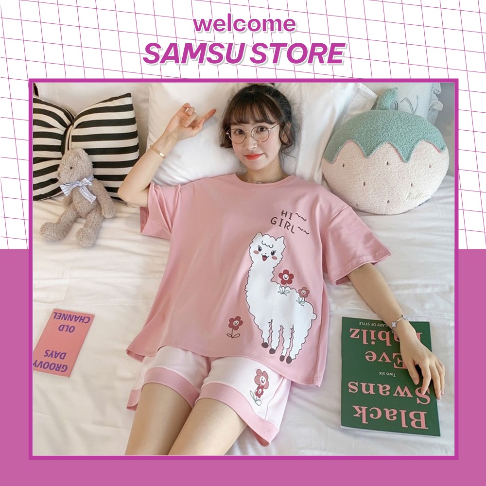 Đồ bộ nữ mặc nhà đồ ngủ nữ mùa hè dễ thương cotton cộc tay cao cấp SAMSU MT05