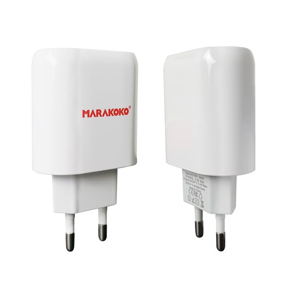 Combo Củ sạc nhanh 2 cổng Marakoko MA16 cao cấp, công nghệ sạc nhanh Smart ID max 2.4A