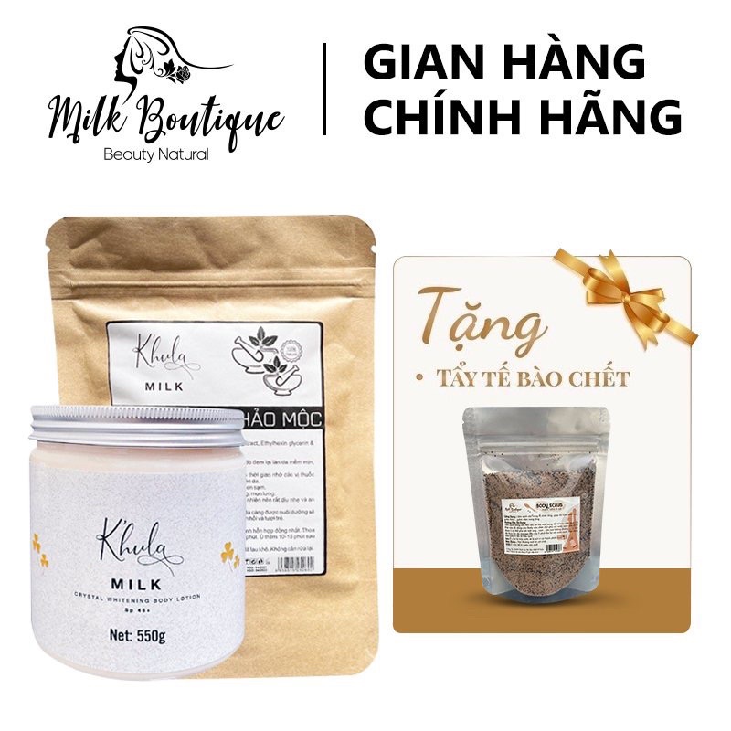 [COMBO SIÊU TRẮNG] Kem body trắng da Body Milk ko bết rít 550g &amp; Tắm trắng thảo mộc dòng tắm trắng body cao cấp