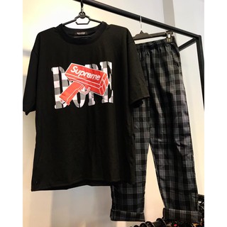 UNISEX - SET ÁO SUPREME + QUẦN CARO