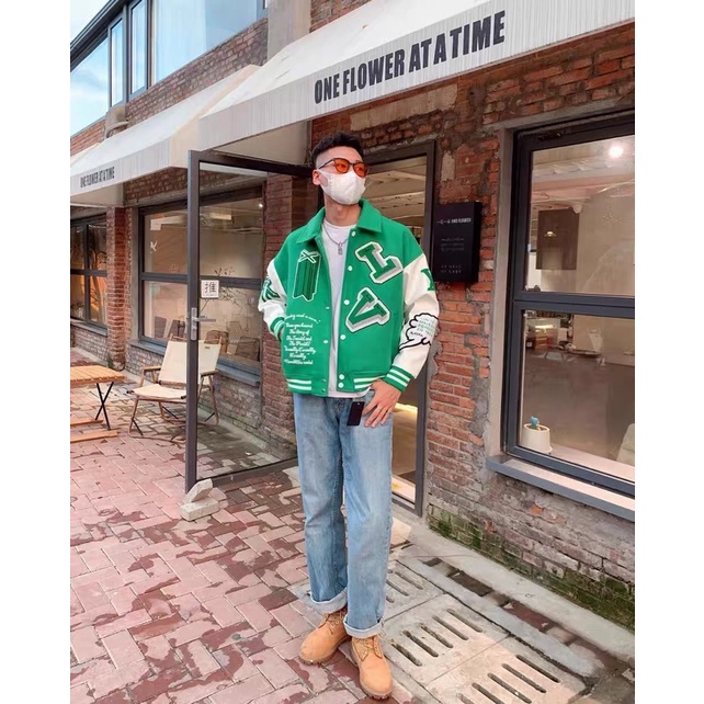 ÁO BOMBER TAY LV XANH ( có hình chụp thật
