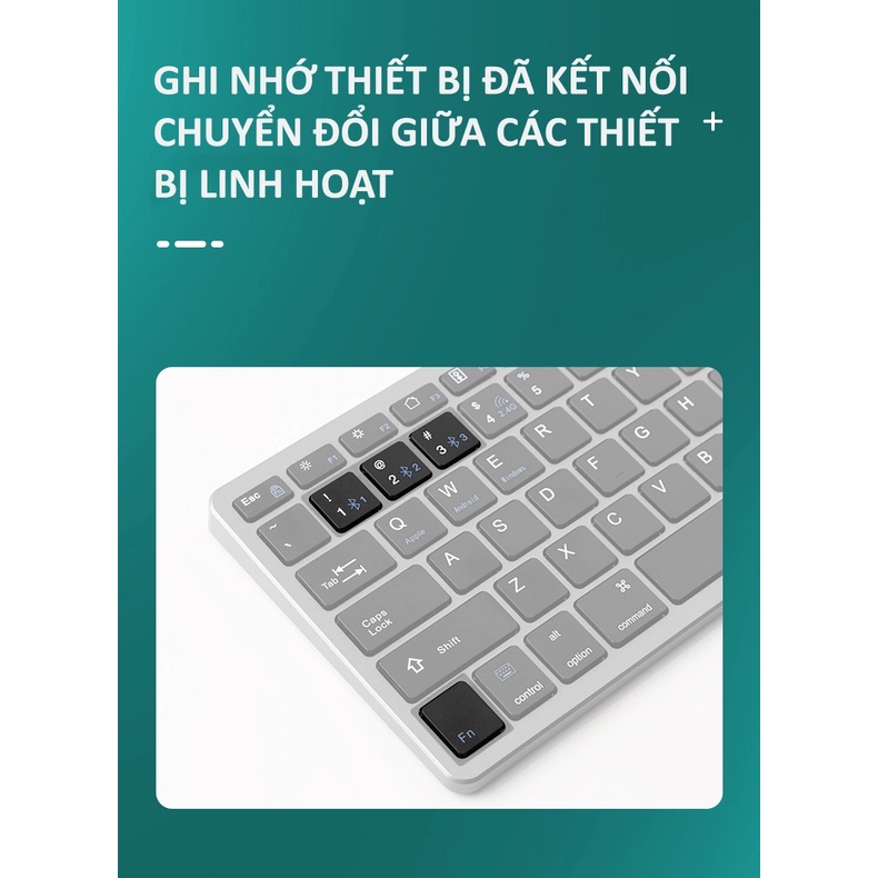 Bộ bàn phím và chuột không dây KB-178 GOIIOG kết nối BLUETOOTH - CHIP USB 2.4GHz siêu mỏng siêu nhỏ gọn không gây tiếng