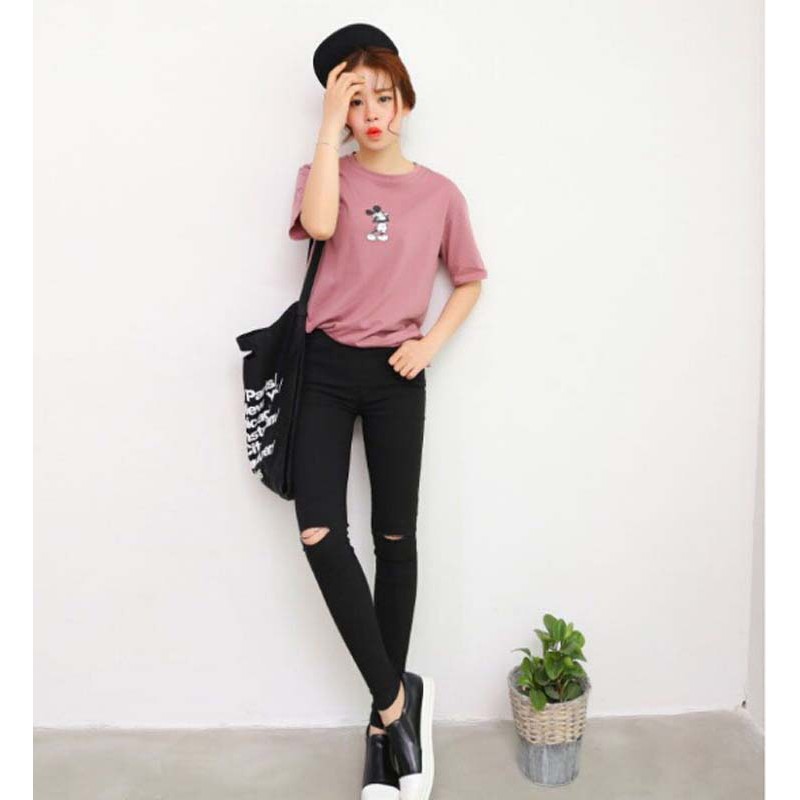 Quần Jeans Lưng Cao Thiết Kế Ôm Sát Tôn Dáng