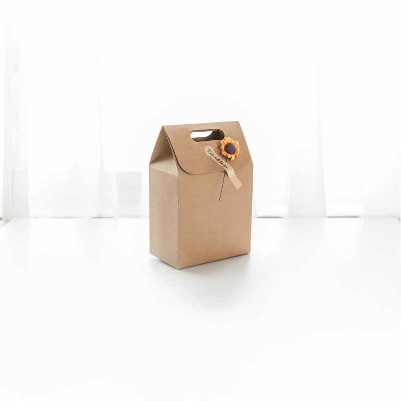 hộp quà tặng hộp quà sinh nhật valentine giấy màu nâu kraft có tay xách họa tiết hoa hướng dương | BigBuy360 - bigbuy360.vn