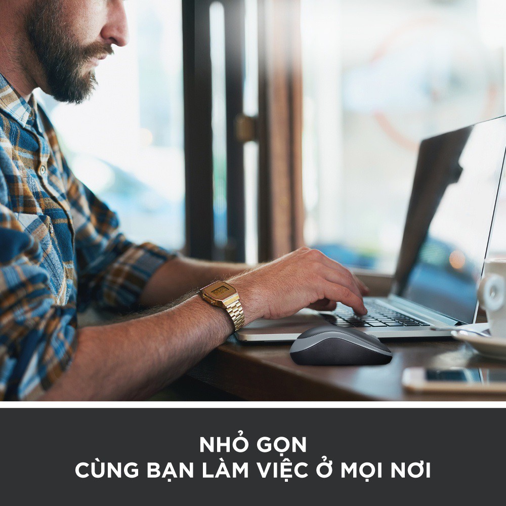 Chuột không dây Logitech M185 Xám- Hàng chính hãng