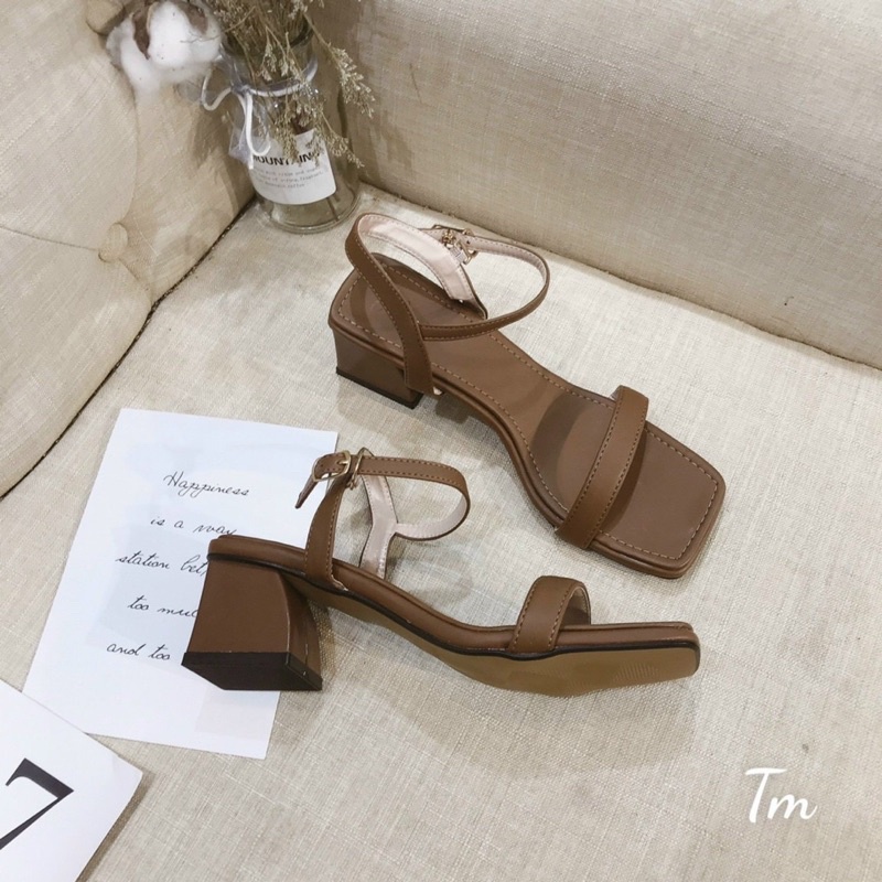 Sandal quai mảnh gót vuông 5p HN342 -Kachi house