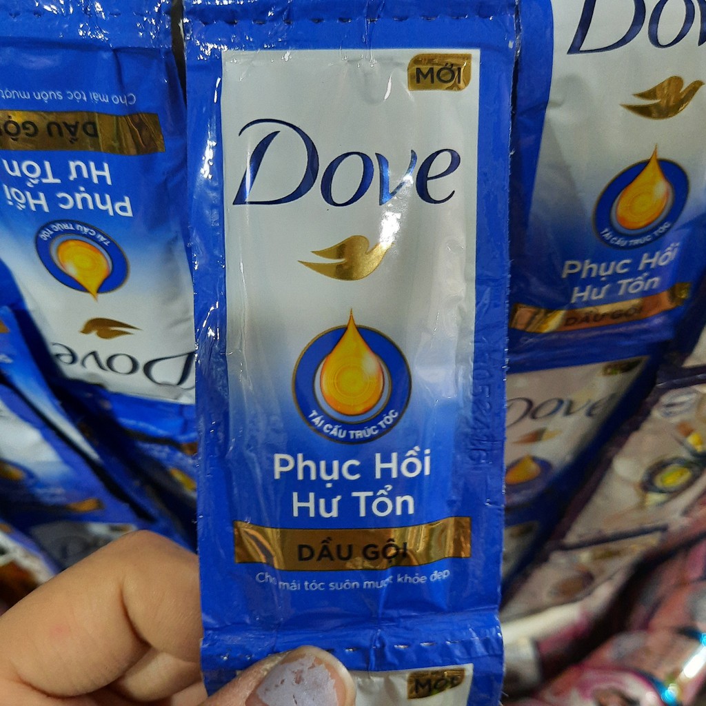 Dầu gội Dove phục hồi tóc hư tổn dây 10 gói