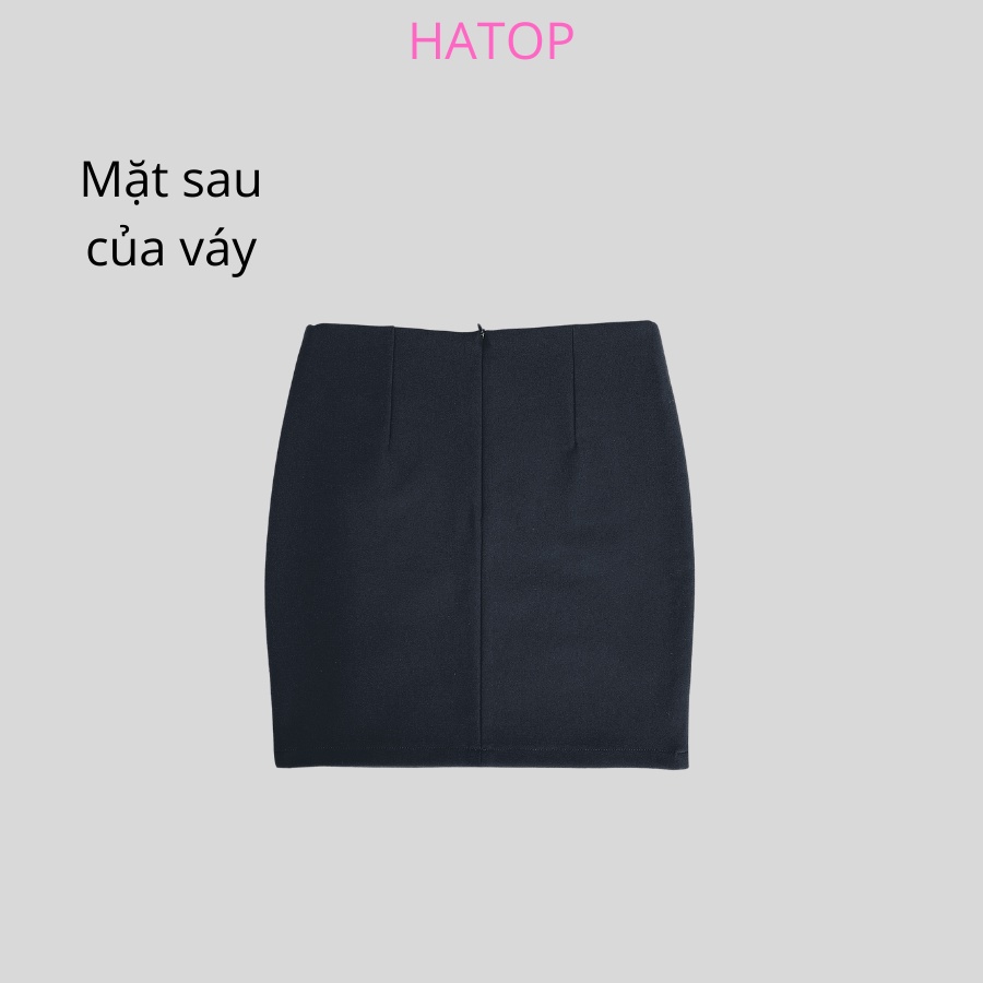Chân váy công sở ôm HATOP dáng ngắn vải thun co giãn 4 chiều loại 1 màu đen có 1 túi bên trong CVOD015