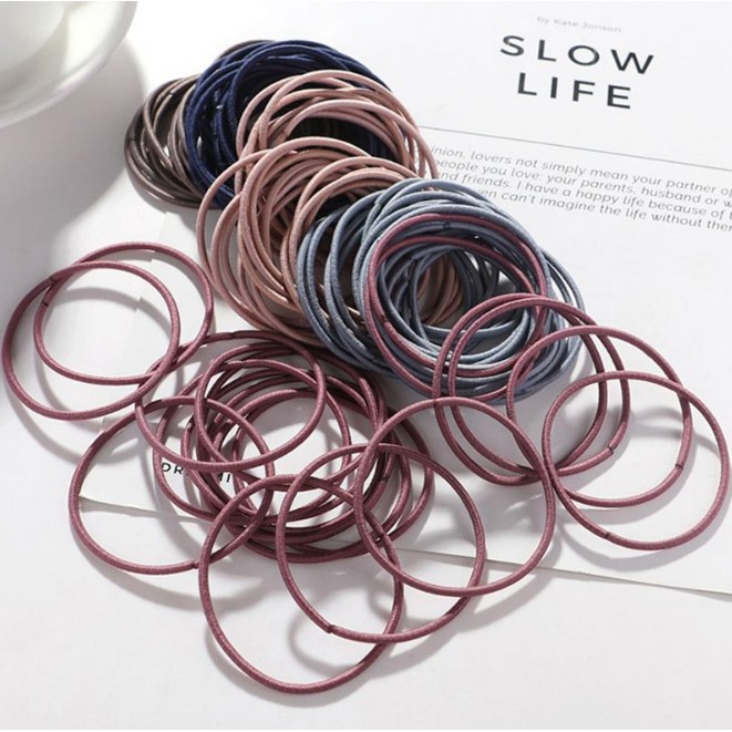 SET 100 DÂY CỘT TÓC MIX MÀU TÚI ZIP