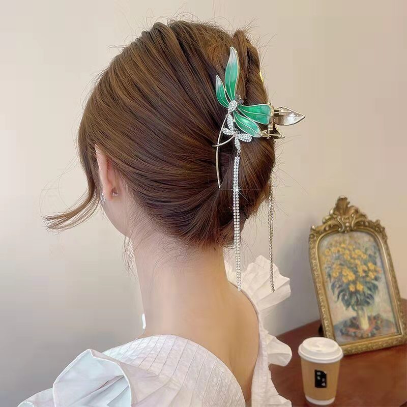 Kẹp tóc càng cua HAIMEIKANG thiết kế bươm bướm/ chuồn chuồn hợp kim đính hạt ngọc trai nhân tạo cao cấp dành cho nữ