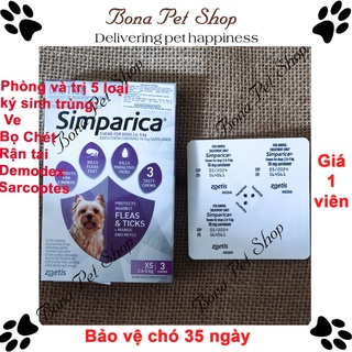 Viên Simparica phòng ve, rận, demodex cho chó 2.5-5kg