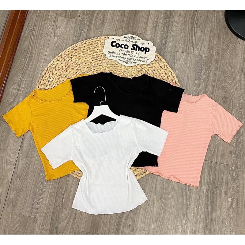 Áo Croptop Cuốn Biên Cổ Tròn Tay Ngắn (ẢNH THẬT) | BigBuy360 - bigbuy360.vn