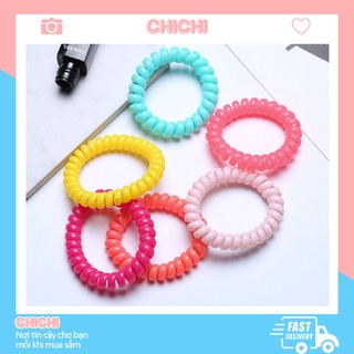 [MÀU NGẪU NHIÊN] Dây Cột Tóc Lò Xo Nhựa 2 Lớp Cao Cấp Nhiều Màu Dễ Thương PK03 Chichi