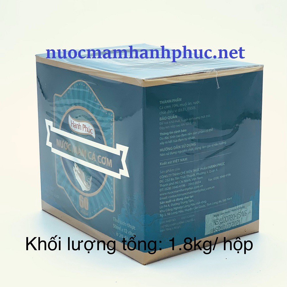 [Hộp 12 Chai] Nước mắm Hạnh Phúc 60 độ đạm chai 50ml