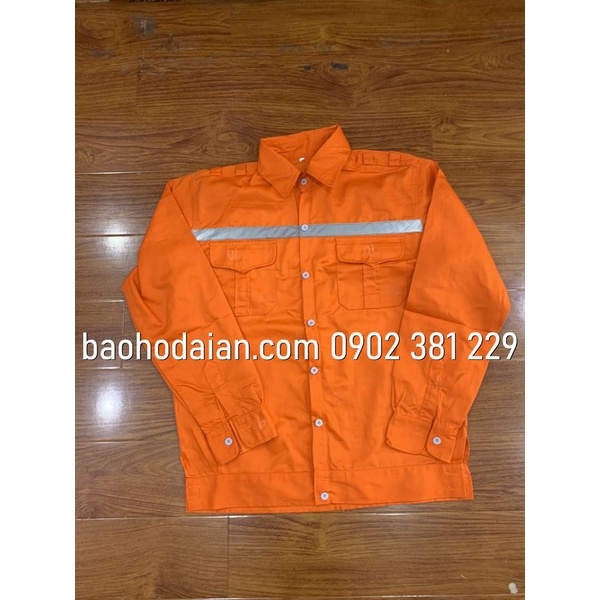 Quần áo công nhân màu cam phản quang xám vải thoáng mát