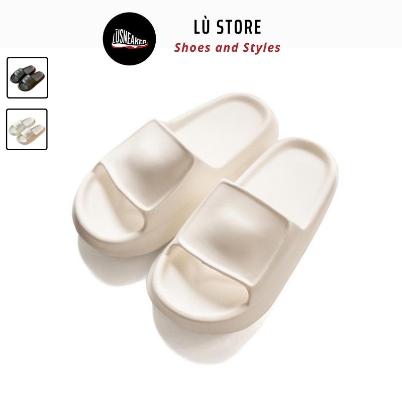 Dép bánh mì unisex, Dép nữ quai ngang chất liệu EVA hai màu trắng đen trơn size kép 36-43  DC04