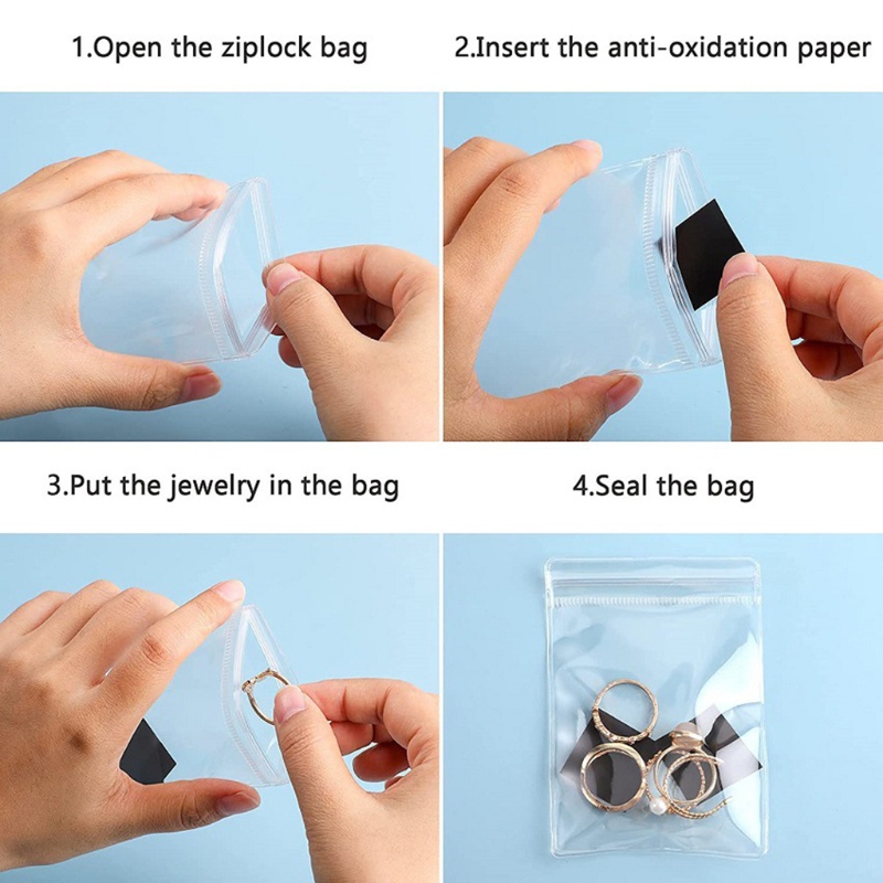 Bộ 100 Túi Dây Kéo Chống Mài Mòn Không Mài Mòn Đựng Trang Sức