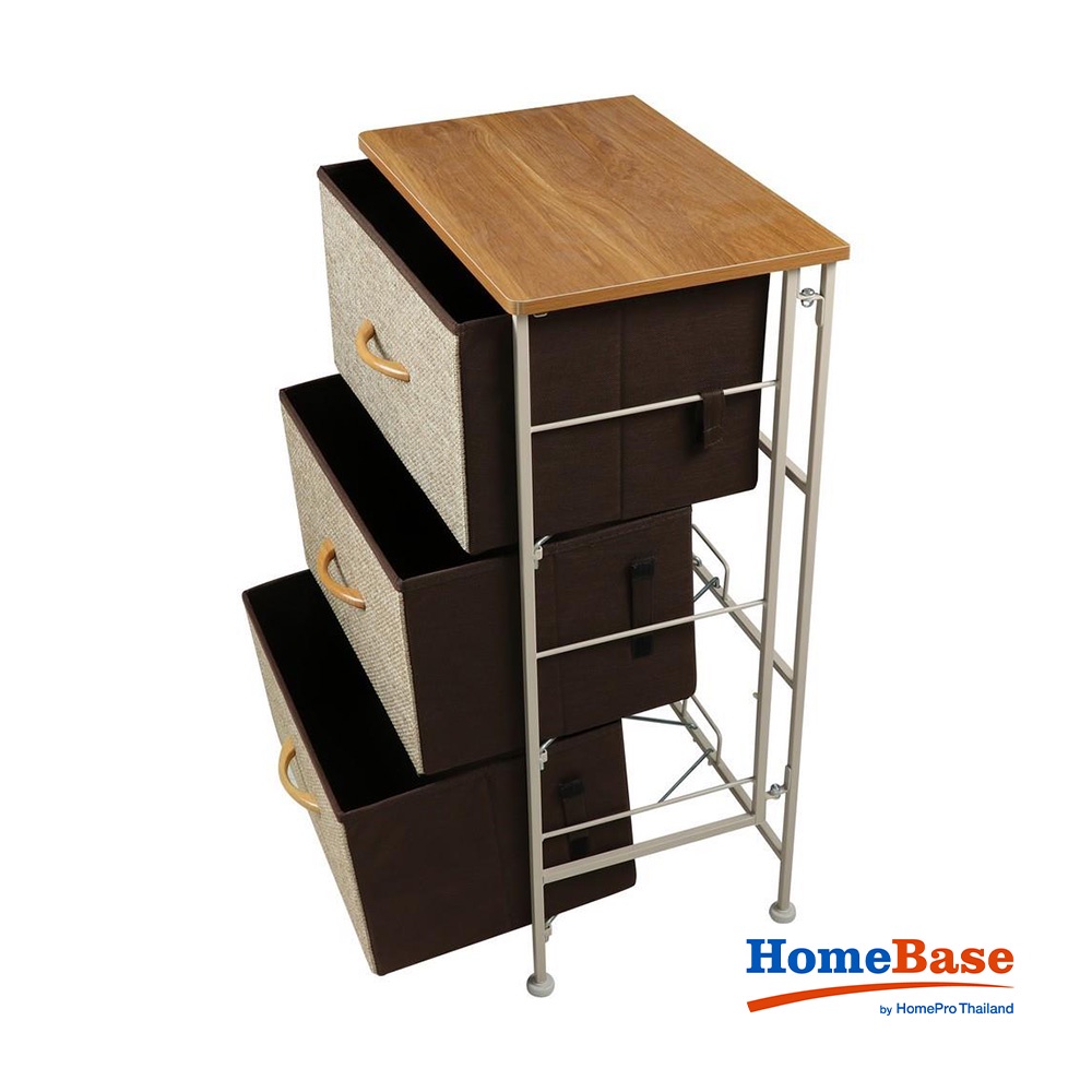 HomeBase STACKO Tủ vải 3 tầng khung thép THYME W45xH76xD30cm màu kem