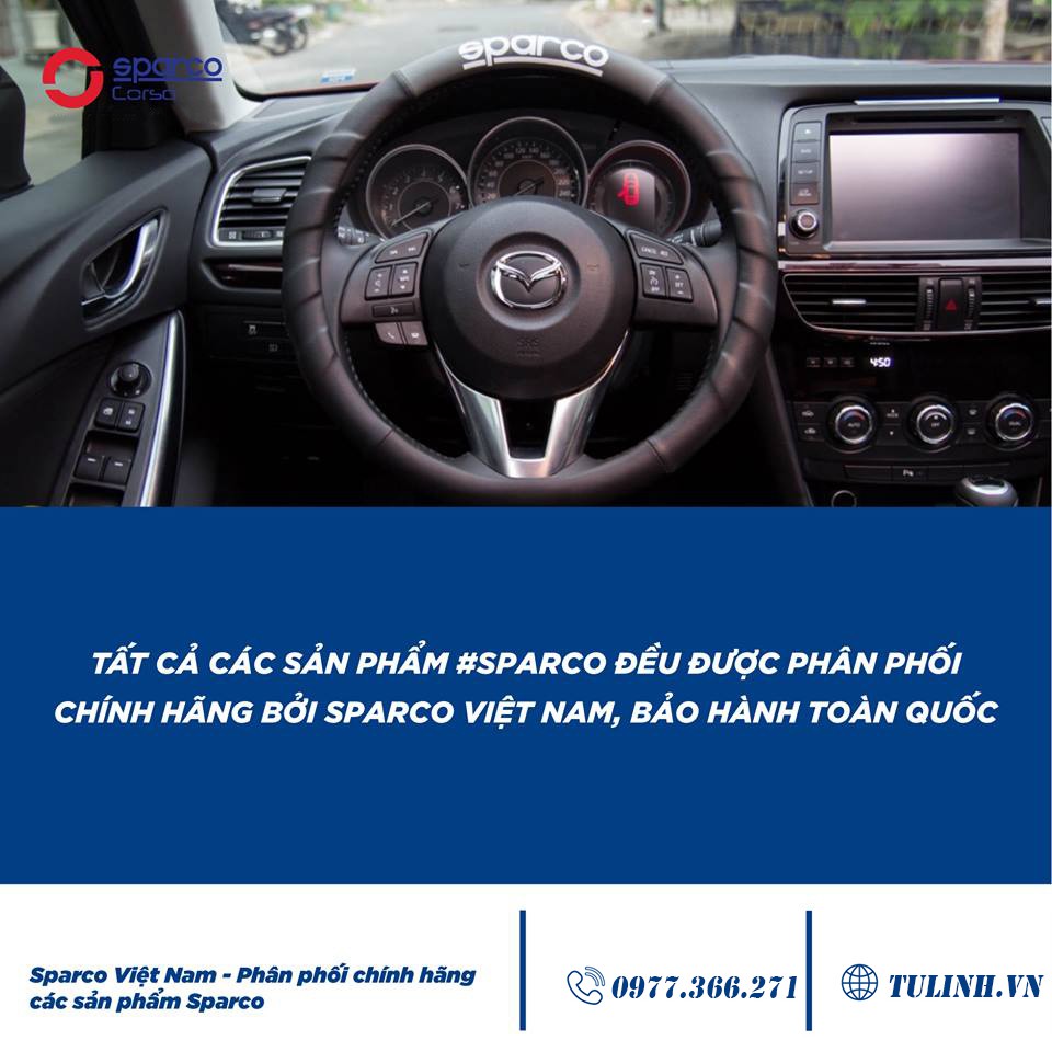 Bọc vô lăng SPARCO 1117RD - chính hãng, đầy đủ tem 7 màu, khung in chìm