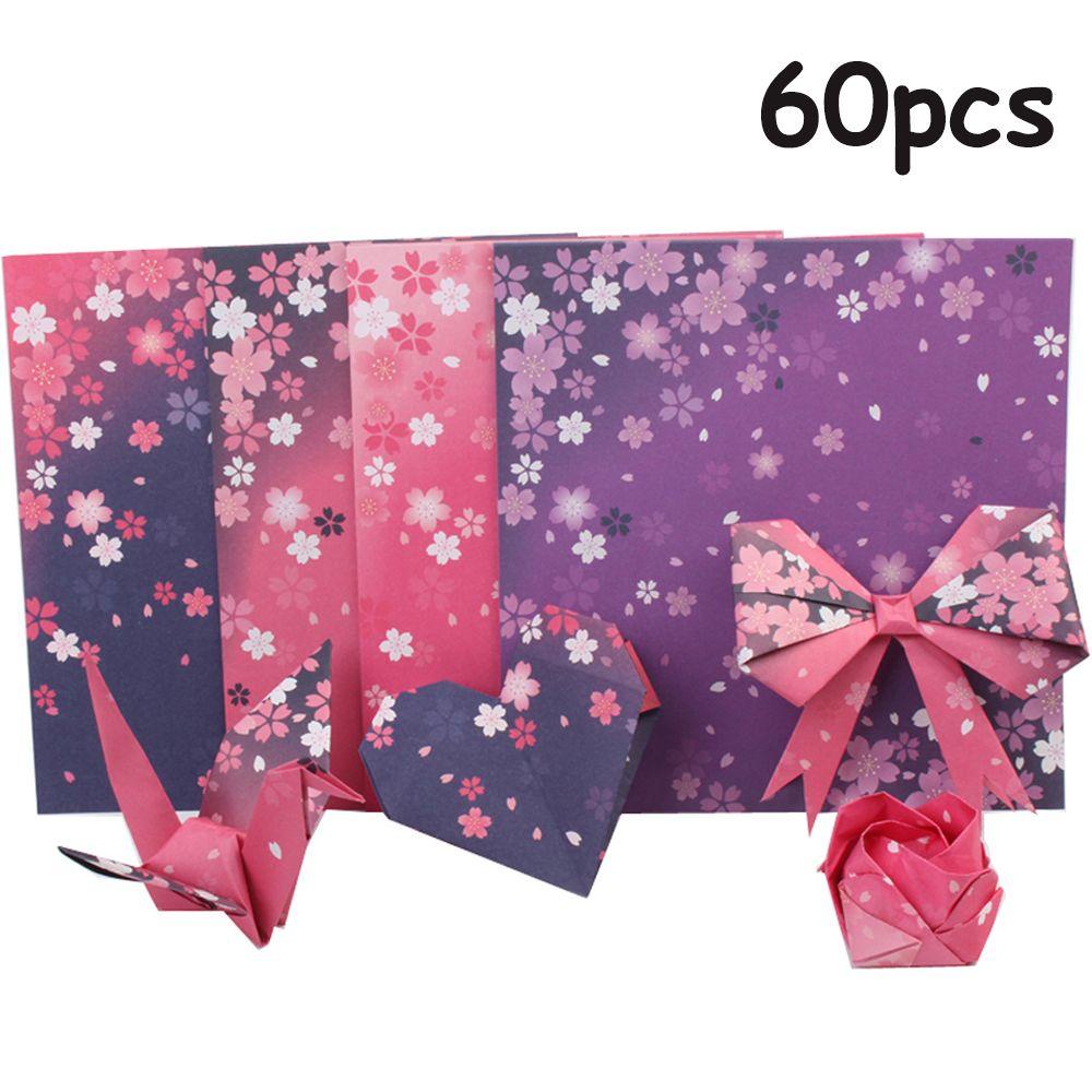 Giấy Xếp Origami Hình Vuông Họa Tiết Hoa Anh Đào Nhiều Màu Sắc