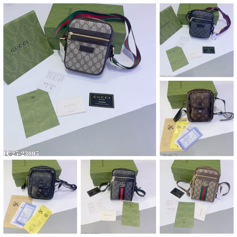 Túi Đeo Chéo hoạ Tiết vân G.C nổi logo da nổi ở giữa TC25