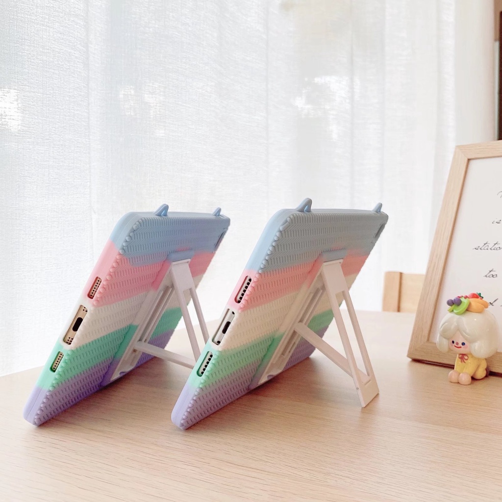 Ốp Máy Tính Bảng Silicon Mềm Có Giá Đỡ Cho IPad Pro 11 2021 8th 9th 10.2 10.5 Air 9.7 Mini 1 2 3 4 5 6