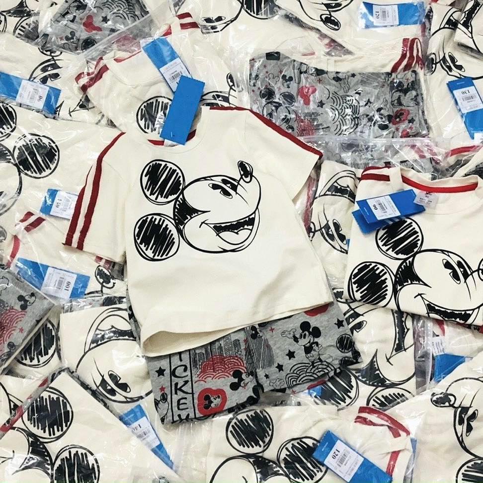 Bộ hè thun cotton Mickey form to cho bé trai - Little Maven Official Store