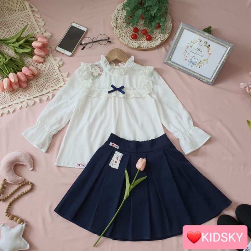 Áo somi trắng dài tay, somi xinh, sơ mi học sinh, áo trắng bé gái 🎀💕