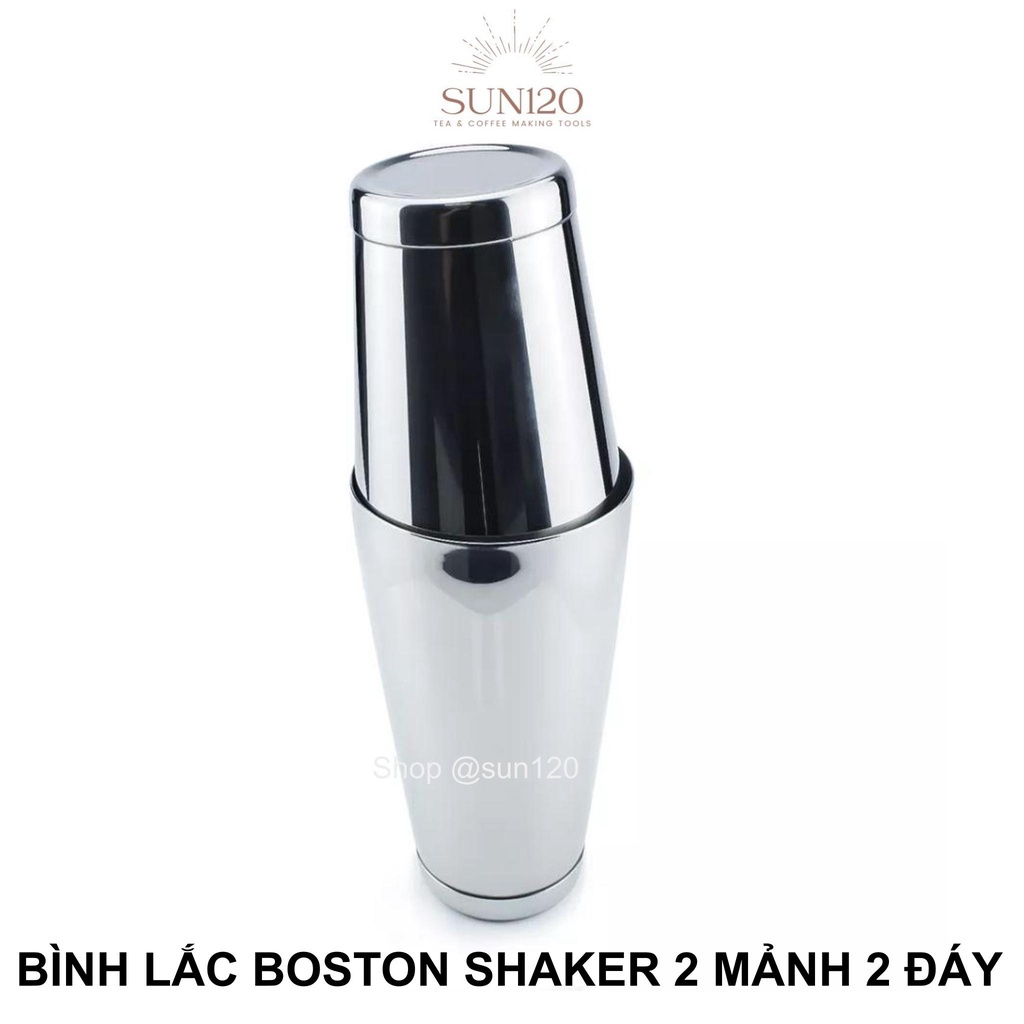Bình Lắc Pha Chế BOSTON Shaker 2 mảnh Inox 600ml - 850ml một đáy hoặc 2 đáy pha chế cocktail bền đẹp