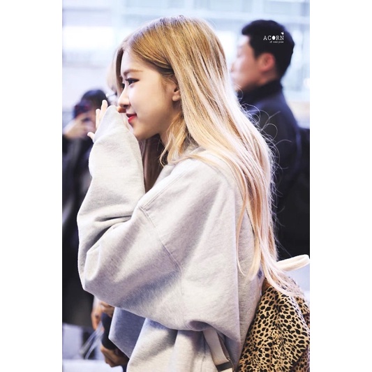 Áo hoodie xám chữ xanh OIOI Rosé BLACKPINK | BigBuy360 - bigbuy360.vn