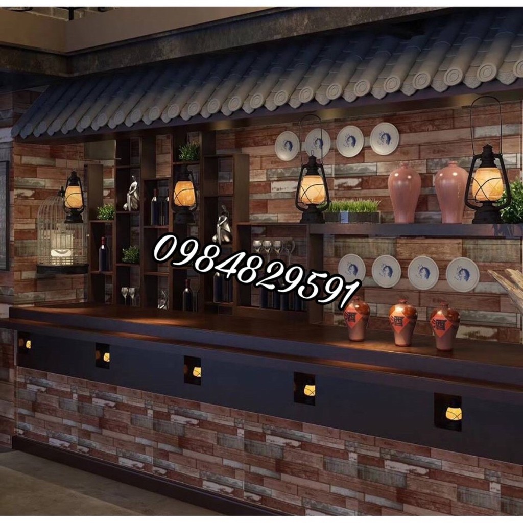 Xốp Dán Tường 3D Vân Gỗ Cổ Điển